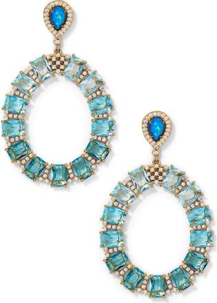Nadri Blue Lagoon Frontal Hoop Earrings in Gold at Nordstrom
