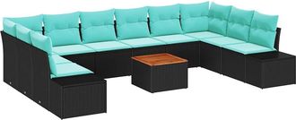 vidaXL Conjunto De Sof&aacute;s De Jard&iacute;n 11 Uds. Negro Rat&aacute;n Sint&eacute;tico Vidaxl
