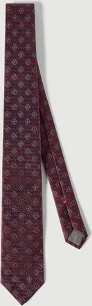 Brunello Cucinelli Silk tie with geometric pattern in Burgundy at Nordstrom