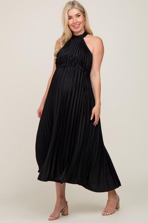 Pinkblush Pleated Halter Dress in Black at Nordstrom, Size Medium
