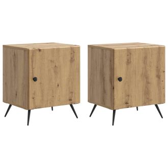 vidaXL Armario De Noche 2 Pcs Roble Artesanal 43 X 34,5 X 50 Cm Vidaxl