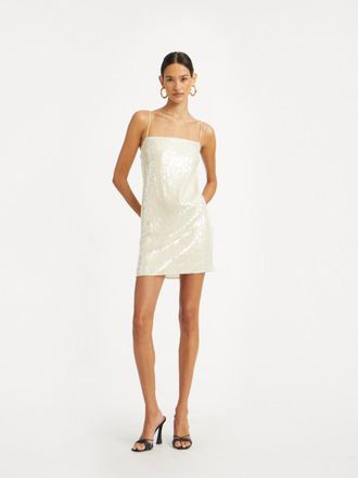Rotate Womens Sequin Mini Dress - Ivory - Size EU 38 (Womens)