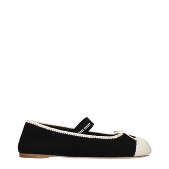 Miu Miu Damess Ballerinaschoenen Stof Zwart/Ivoor