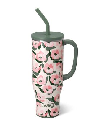 Swig Sweet Pea Mega Mug - 30Oz In Floral Pink & Green