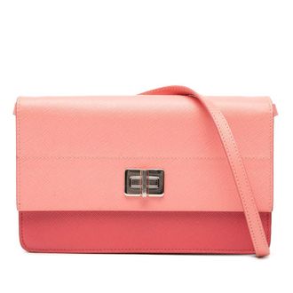 Prada Pre-owned Prada Bicolor Saffiano Turn Lock Wallet on Strap Ladies UZ3XFDV3C173MQKR