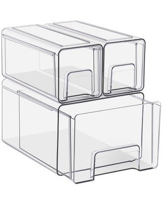 Sorbus 3Pc Clear Stackable Storage Drawers