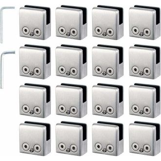 Elle 16 Abrazaderas Para Vidrio De 8-10 Mm En Acero Inoxidable 304, Con &Aacute;ngulo Ajustable Para Montaje En Espejos De Pared, Barandillas De Escaleras Y Cerca