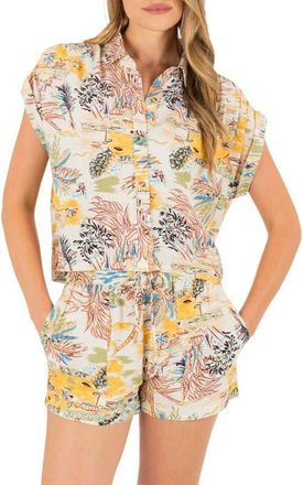Hurley Safari Scenic Print Button-Up Shirt in Off White at Nordstrom, Size X-Large