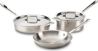 All-Clad D5 5-Piece Brushed Stainless Steel Cookware Set in Silver at Nordstrom