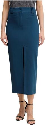 Patrizia Pepe Slit Midi Skirt - Dames - Kokerrokken - Blauw - XS - Polyester - Rokken