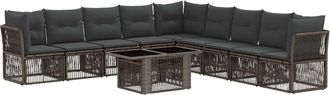 vidaXL Conjunto De Sof&aacute;s De Jard&iacute;n 10 Uds. Gris Rat&aacute;n Sint&eacute;tico Vidaxl