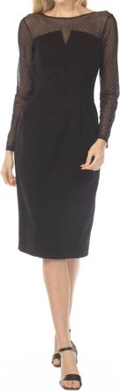 Joseph Ribkoff Studded Mesh Yoke Sheath Dress In Black