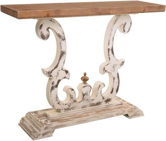 Wanderlust Deco Recibidor De Madera Tallada Blanco 120x36x92