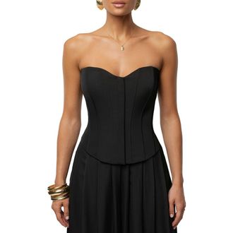JLUXLABEL VIiv Satin Strapless Bustier Top in Black at Nordstrom, Size Small