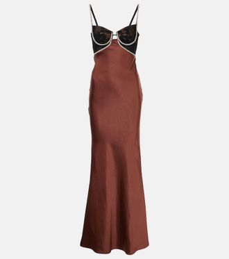 Self Portrait Embellished satin gown