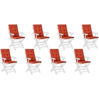 Beliani Beliani - Set di 8 cuscini per sedile/schienale per sedie da esterno con lacci rosso Maui