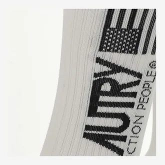 Autry Logo-Jacquard Stretch Cotton Socks - White
