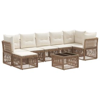 vidaXL Conjunto De Sof&aacute;s De Jard&iacute;n 8 Pcs Beige Rat&aacute;n Sint&eacute;tico Vidaxl