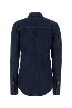 Ami Womens Blue Denim Shirt Indigo Exterior: Cotton Camicie