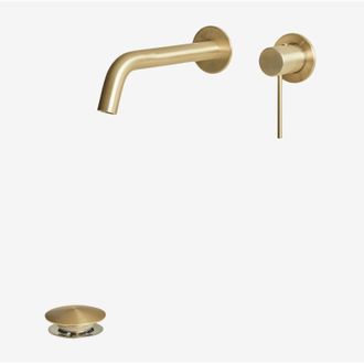 Sklum Set De Grifo De Lavabo Empotrado En Lat&oacute;n Y V&aacute;lvula De Desag&uuml;e Para Lavabo Tipo Click-clack En Acero Inoxidable Y Lat&oacute;n Orveta Sklum