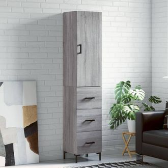 Berkfield Home Highboard Grey Sonoma 34.5x34x180 cm Engineered Wood