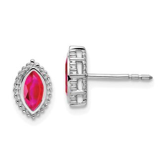 Diamond2Deal 14k White Gold Marquise Ruby Stud Earrings