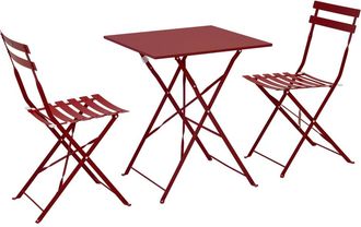 Oviala Mesa de bistr&oacute; para el jard&iacute;n y 2 sillas plegables morado