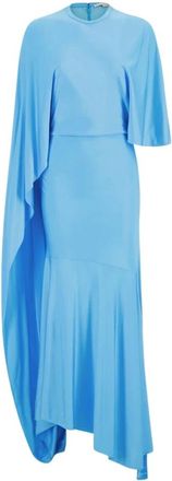 Stella McCartney Blauwe Asymmetrische Cape Maxi Jurk - Dames - Maxi kleedjes - Blauw - S - Kleedjes