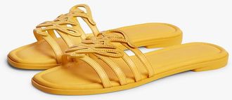 Tommy Hilfiger Womens Script Monogram Leather Slide Sandal - Yellow Arch - US 6 / EU 36