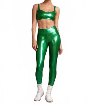 Heroine Sport Marvel Metallic Performance Legging In Hunter