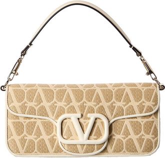 Valentino Vlogo Loco Woven & Leather Shoulder Bag