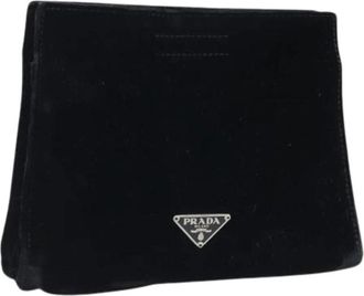 Prada Pre-owned Clutches, female, Black, Size: ONE SIZE Pre-owned Velor Pouch