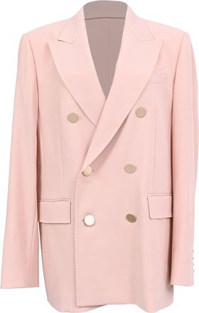 Max Mara Studio Double-Breasted Blazer in Pink Wool