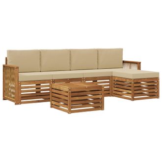 vidaXL Conjunto De Sof&aacute;s De Exterior Con Coj&iacute;n 6 Pcs Natural Y Beige Vidaxl