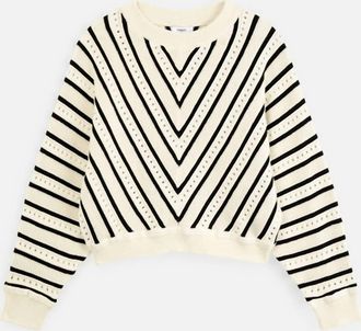 Suncoo Womens Pheana Chevron Sweater In Ivory Black
