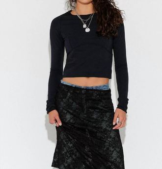 Free People Protagonist Long Sleeve Tee In Black