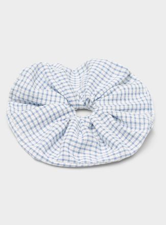 Simons Womens Large blue check scrunchie