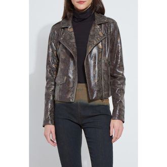 Lyssé Amelia Faux Suede Moto Jacket in Extra Ordinary Snake at Nordstrom, Size X-Large