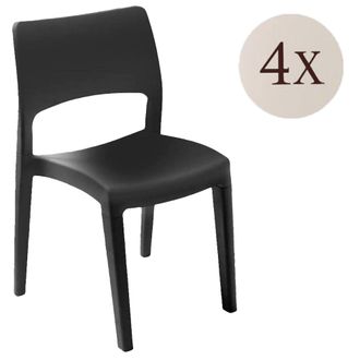 Dmora Dmora - Conjunto De 4 Sillas De Exterior Zircone, Asiento De Jard&iacute;n, Para Interior O Exterior, Apilables, Fabricado En Italia, 50x51 H82 Cm, Antracita