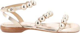 Ash Gold Regy Studded Metallic Flat Sandals