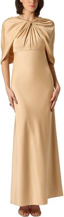 Aidan Mattox Satin Cape Sleeve Long Dress