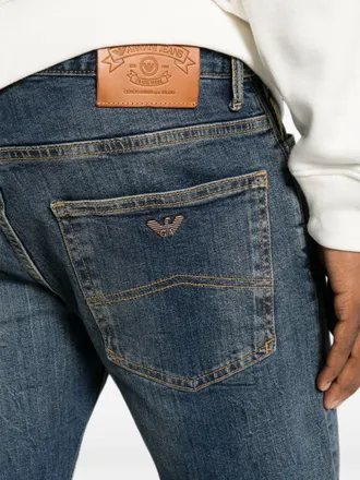Emporio Armani Whiskered Faded Denim Jeans - Blue