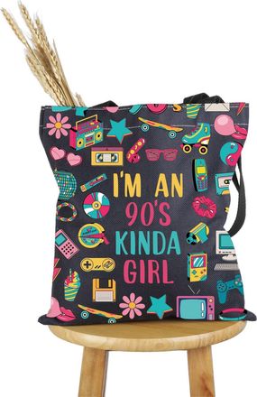 Generic PYOUL I Love 90s Gift Im An 90s Kinda G-irl Multicolour Large Canvas Tote Bag