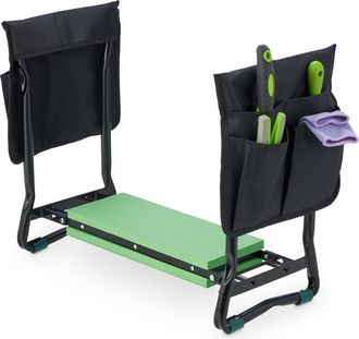 Relaxdays Relaxdays Garden Kneeler, with Pouch for Tools, Padded, for Gardening & Weeding, up to 150 kg, Folding Mat, Black/Green