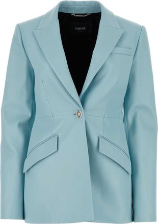 Versace Light Blue Leather Blazer