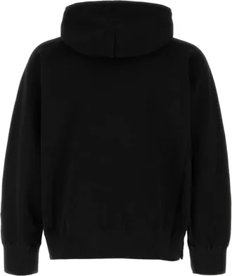 sacai Unisex Cotton Hoodie Black Attached Polyurethane Sweater
