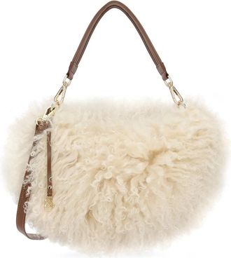 Kazar Lamsvacht Handtas - Dames - Handtassen - Beige - ONE Size - Leer - Tassen