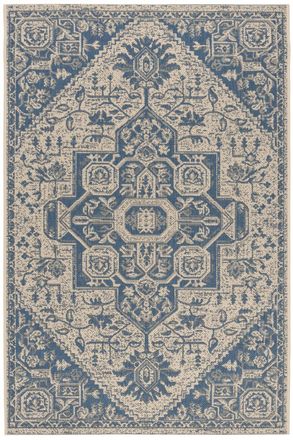Safavieh Alfombra medall&oacute;n de polipropileno azul/beige, 122 x 183 cm