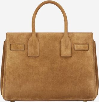 Saint Laurent Womens Suede Sac De Jour Bag Brown Leather Shoulder