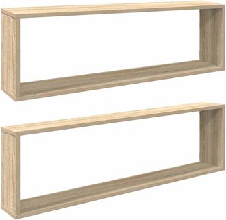 vidaXL Vidaxl - Estantes Cubo Pared 2uds Contrachapado Roble Sonoma 100x15x30cm